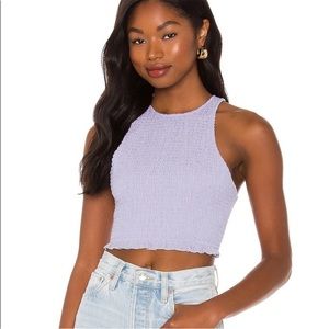 NWOT HOUSE OF HARLOW 1960 Portofino smocked sleeveless top periwinkle Large new